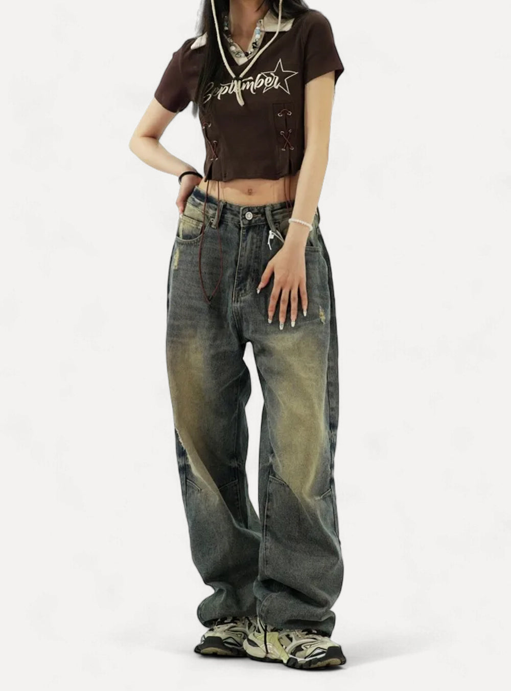 90s y2k Distressed Baggy Jeans - Aleksandrov - Y2K - Vintage Clothing