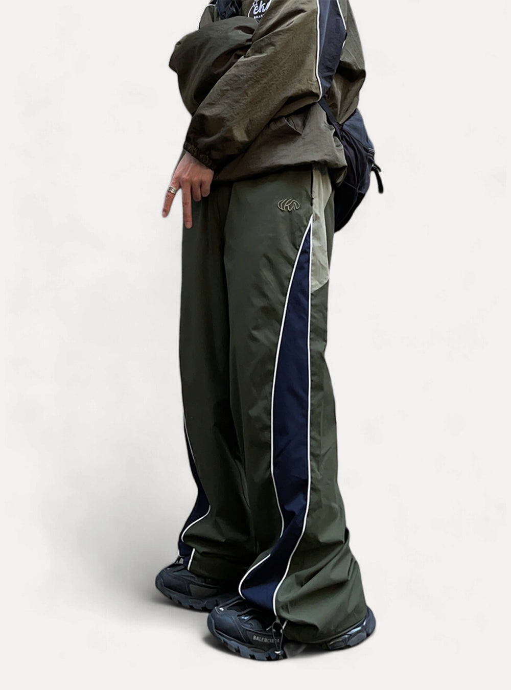 Contrast Wide Track baggy Pants - Aleksandrov - Y2K - Vintage Clothing