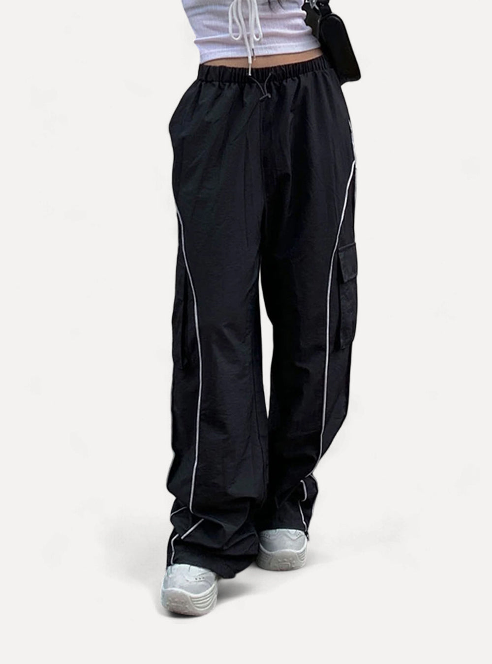 Loose Fit Black Sports Pants - Aleksandrov - Y2K - Vintage Clothing